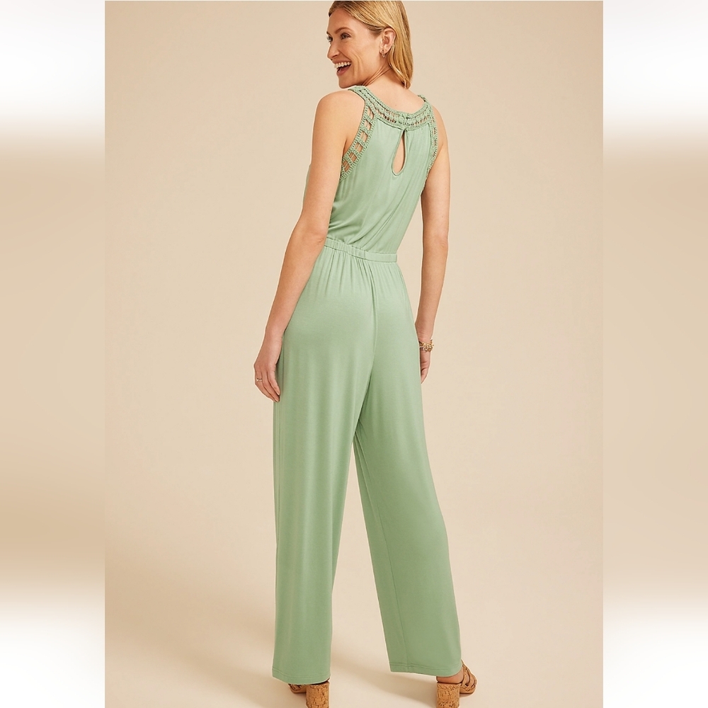 NWT! Maurices Versatile Jumpsuit with Crochet Trim SOFT GREEN SIZE: SMALL - Picture 5 of 8